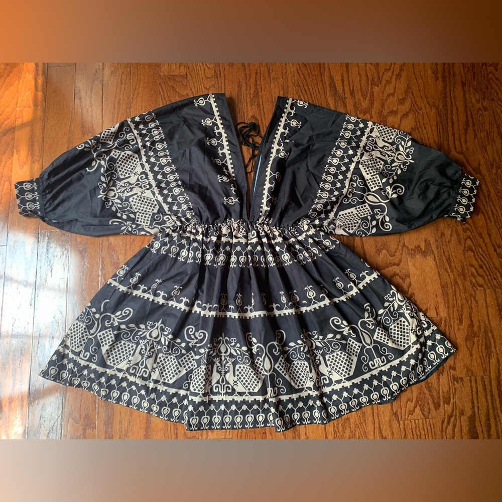 Chic Me Tribal Print Lantern Sleeve Swing Dress Size L